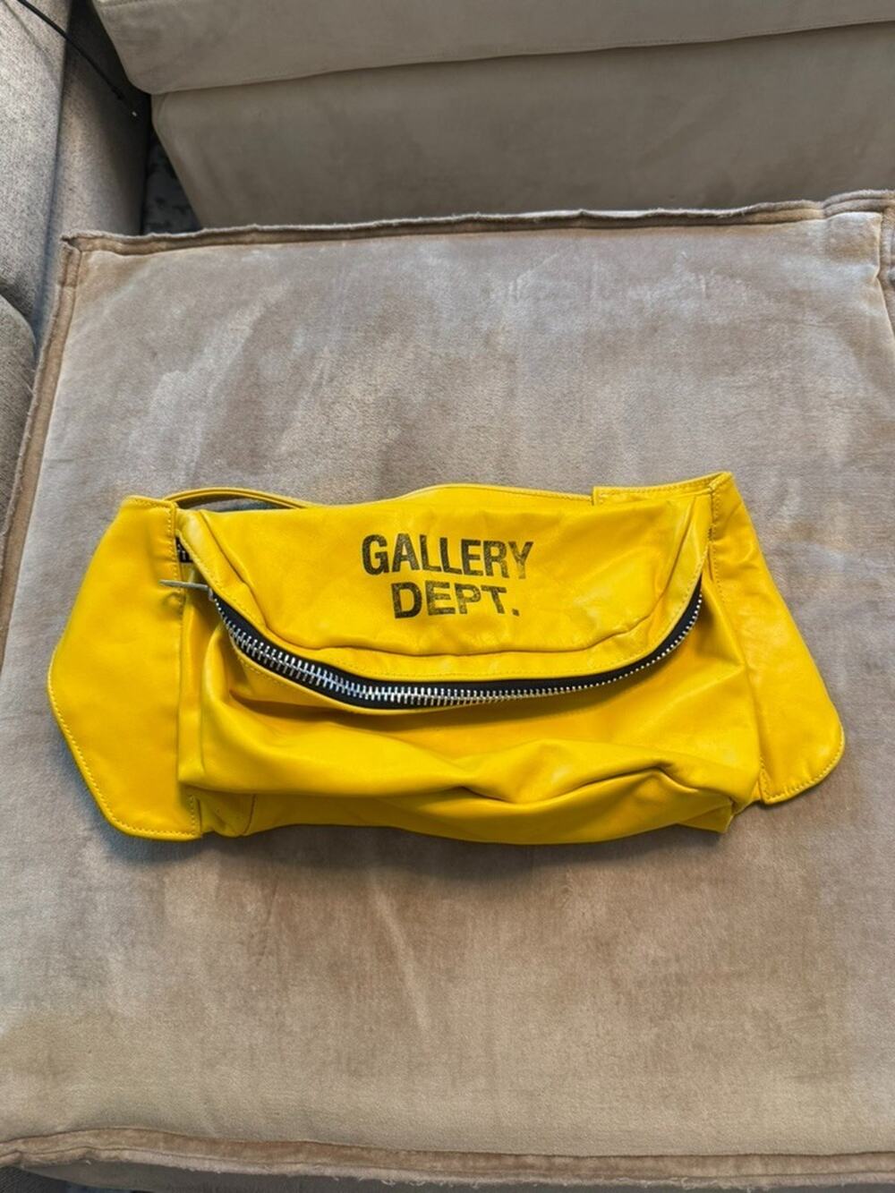 Gallery Dept Logo Print Leather Belt Bag Yellow Mr Porter Exclusive $950 Retail